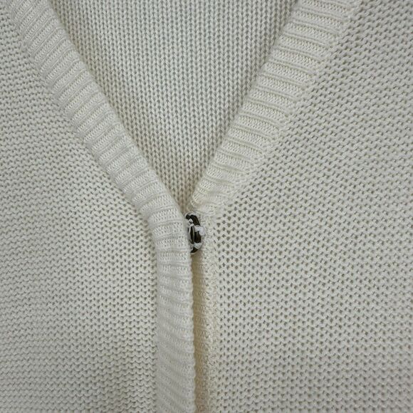 Zara Womens Knit Cardigan Sweater Size M Ivory V-Neck Quiet Luxury Neutral Beach - Picture 6 of 9